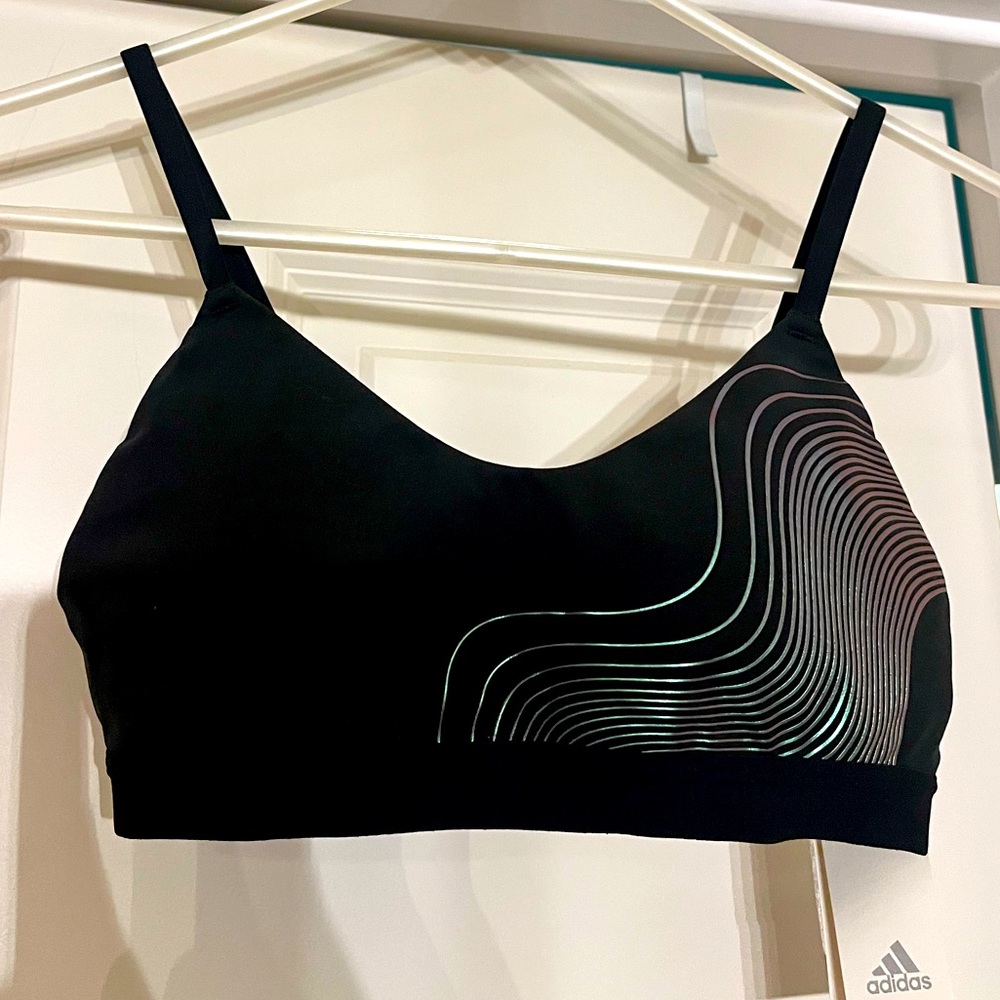 adidas Black Sports Bra with White Accents